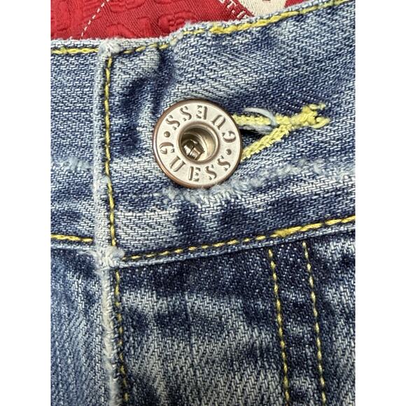 Y2K Guess Jeans Men Straight Leg Sz 36x32 Modele Distressed Button Fly Grunge - Picture 5 of 16
